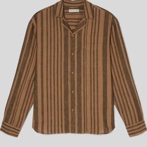 Everlane Tan and Black Striped Shirt